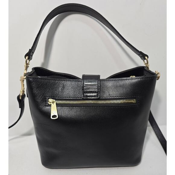 Patricia Nash Leather Irving Bucket Satchel Crossbody Purse Bag Black - Picture 3 of 14